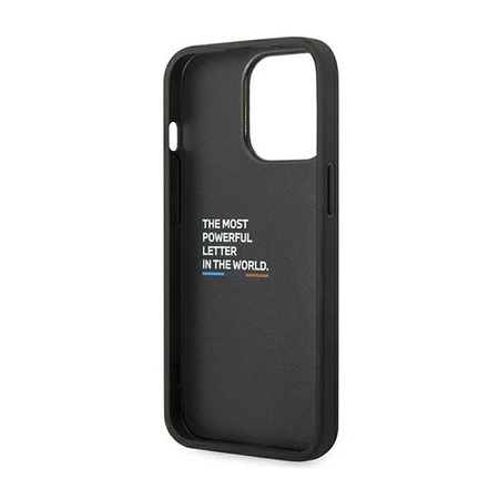 BMW Leather Carbon Blue Line – Etui iPhone 14 Pro (Czarny) (BMHCP14L22NBCK)