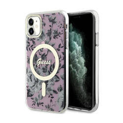 Guess Flower MagSafe - Etui iPhone 11 (Różowy) (GUHMN61HCFWSP)