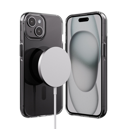 Crong Clear MAG Pro - Etui iPhone 15 MagSafe (czarny) (CRGCLRMPIP1561BLK)
