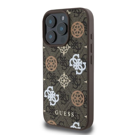 Guess Peony On 4G Background MagSafe - Etui iPhone 16 Pro (brązowy) (GUHMP16LP4PWPW)