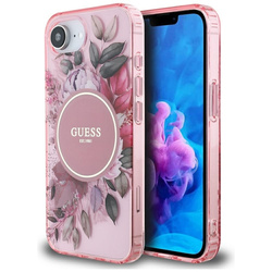 Guess IML Flowers MagSafe - Etui do iPhone 16e (różowy) (GUHMPSE4HFWBRCEP)