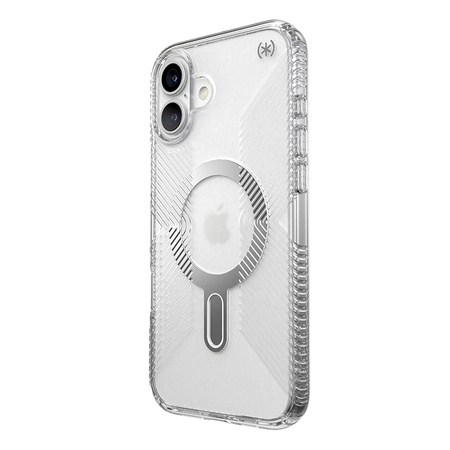 Speck Presidio Perfect-Clear Grip ClickLock & MagSafe - Etui iPhone 16 Plus (Clear / Chrome Finish / Serene Silver) (150716-3199)