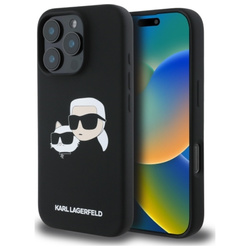 Karl Lagerfeld Silicone Double Heads Print MagSafe - Etui iPhone 16 Pro (czarny) (KLHMP16LSKCHPPLK)