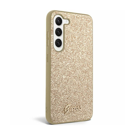 Guess Glitter Flakes Metal Logo Case - Etui Samsung Galaxy S24+ (złoty) (GUHCS24MHGGSHD)