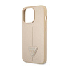 Guess Saffiano Triangle Logo Case – Etui iPhone 14 Pro Max (beżowy) (GUHCP14XPSATLE)