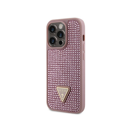 Guess Rhinestone Triangle - Etui iPhone 14 Pro (różowy) (GUHCP14LHDGTPP)