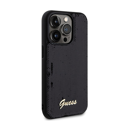 Guess Sequin Script Metal - Etui iPhone 13 Pro Max (czarny) (GUHCP13XPSFDGSK)