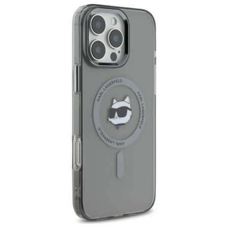 Karl Lagerfeld IML Metal Choupette Head MagSafe - Etui iPhone 16 Pro (czarny) (KLHMP16LHLSCHK)