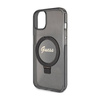 Guess Ring Stand Script Glitter MagSafe - Etui iPhone 15 (czarny) (GUHMP15SHRSGSK)