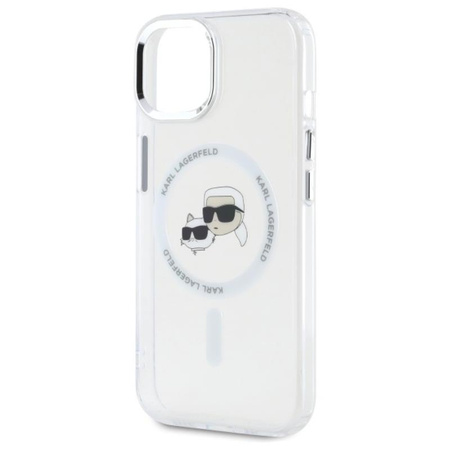 Karl Lagerfeld IML Metal Karl & Choupette Head MagSafe - Etui iPhone 15 (biały) (KLHMP15SHLSKCH)