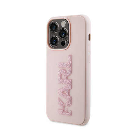 Karl Lagerfeld 3D Rubber Glitter Logo - Etui iPhone 15 Pro (różowy) (KLHCP15L3DMBKCP)