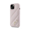 Karl Lagerfeld Diagonal Quilted Script - Etui iPhone 14 / 15 / 13 (różowy) (KLHCP14SPQDSMGP)