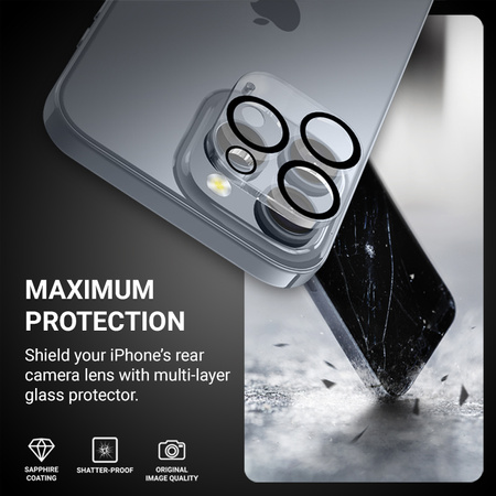 Crong Lens Shield - Szkło na aparat i obiektyw iPhone 16 Pro / iPhone 16 Pro Max / iPhone 15 Pro / iPhone 15 Pro Max (CRGLSIP16P)