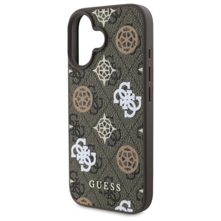 Guess Peony On 4G Background MagSafe - Etui iPhone 16 (brązowy) (GUHMP16SP4PWPW)