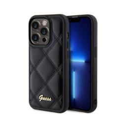 Guess Quilted Metal Logo - Etui iPhone 15 Pro (czarny) (GUHCP15LPSQSQSK)