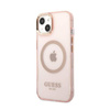 Guess Gold Outline Translucent MagSafe - Etui iPhone 13 (różowy) (GUHMP13MHTCMP)