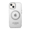 Guess Metal Outline MagSafe - Etui iPhone 14 Plus (przezroczysty / srebrny) (GUHMP14MHTRMS)