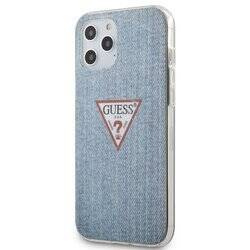 Guess Denim Triangle Lt - Etui iPhone 12 Pro Max (niebieski) (GUHCP12LPCUJULLB)