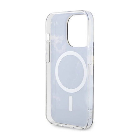 Guess Golden Marble MagSafe - Etui iPhone 14 Pro Max (Czarny) (GUHMP14XHTMRSK)
