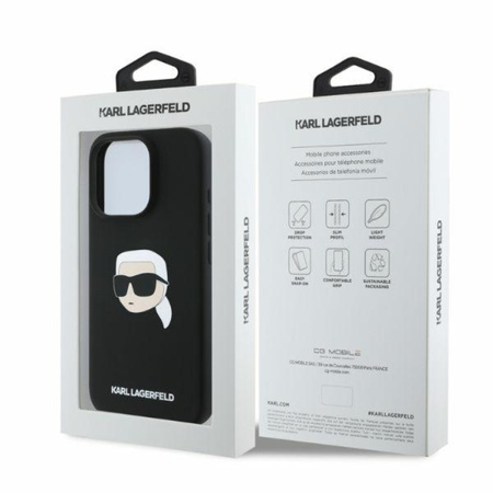 Karl Lagerfeld Silicone Karl Head Print MagSafe - Etui iPhone 16 Pro Max (czarny) (KLHMP16XSKHPPLK)