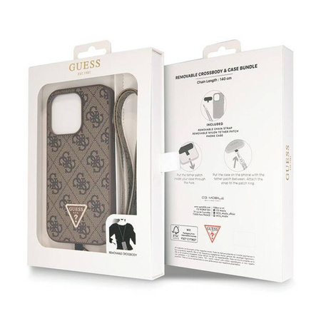 Guess Crossbody 4G Metal Logo - Etui iPhone 14 Pro (brązowy) (GUHCP14LP4TDSCPW)