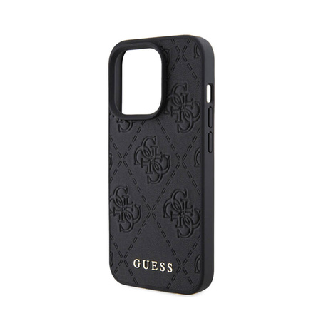 Guess Leather 4G Stamped - Etui iPhone 15 Pro (czarny) (GUHCP15LP4EPMK)