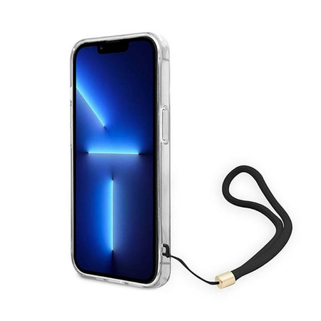 Guess 4G Print Cord - Etui ze smyczką iPhone 14 Plus (brązowy) (GUOHCP14MH4STW)