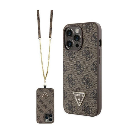 Guess Crossbody 4G Metal Logo - Etui iPhone 13 Pro (brązowy) (GUHCP13LP4TDSCPW)