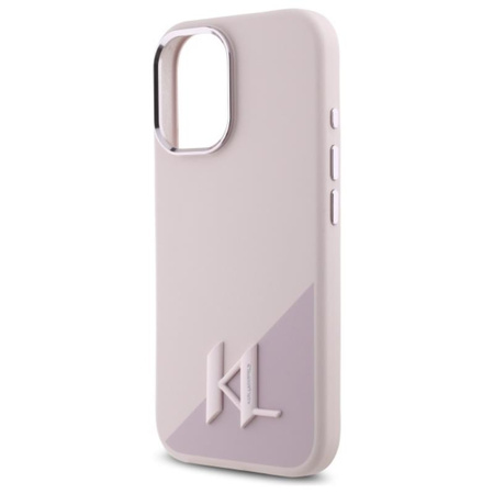 Karl Lagerfeld Silicone Shadow Metal Initial MagSafe - Etui iPhone 16 (różowy) (KLHMP16SSCMKMPCP)