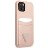 Guess Saffiano Double Card Triangle - Etui iPhone 13 mini (różowy) (GUHCP13SPSATPP)