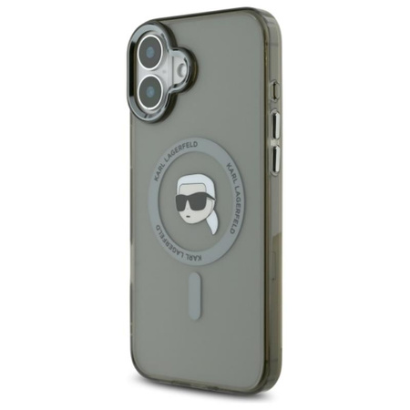 Karl Lagerfeld IML Metal Karl Head MagSafe - Etui iPhone 16 Plus (czarny) (KLHMP16MHLSKIK)