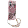 Guess IML Flowers With Pearl Strap MagSafe - Etui iPhone 16 (różowy) (GUHMP16SHFWBRCESP)