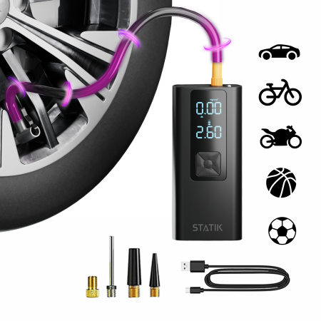 Statik TireHero Wireless Air Pump - bezprzewodowa sprężarka powietrza z wbudowanym powerbankiem 6000 mAh (black) (PUP-0590)