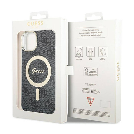 Guess 4G MagSafe - Etui iPhone 15 (czarny) (GUHMP15SH4STK)
