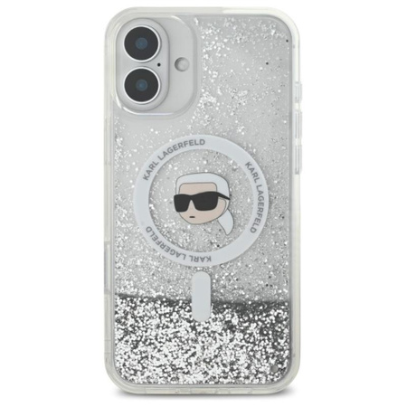 Karl Lagerfeld Liquid Glitter Karl Head MagSafe - Etui iPhone 16 (przezroczysty) (KLHMP16SLGKISGH)