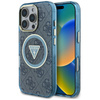 Guess IML Metal Glitter 4G Circle Triangle MagSafe - Etui do iPhone 16 Pro Max (niebieski) (GUHMP16XHG4PRTGB)