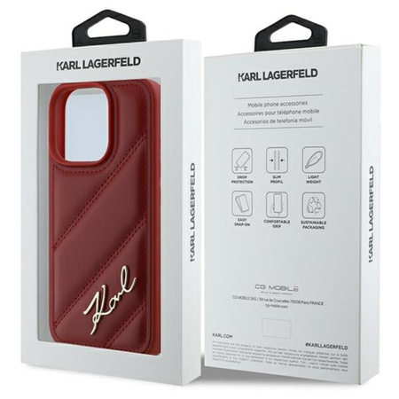 Karl Lagerfeld Quilted Signature - Etui iPhone 16 Pro (czerwony) (KLHCP16LPQDSMGR)