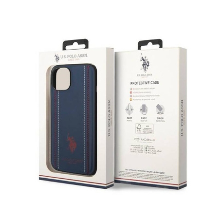 US Polo Assn Leather Stitch - Etui iPhone 14 (granatowy) (USHCP14SPFAV)