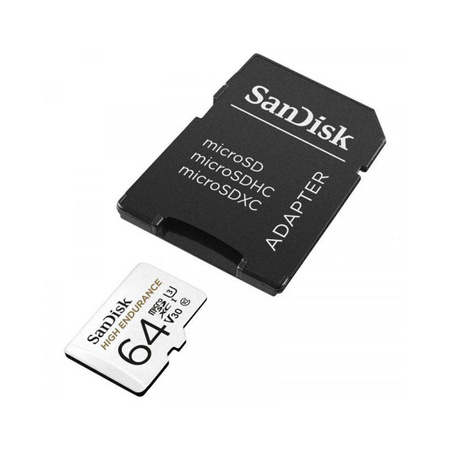 SanDisk High Endurance microSDXC - Karta pamięci 64 GB Class 10 UHS-I 100/40 MB/s z adapterem (SDSQQNR-064G-GN6IA)