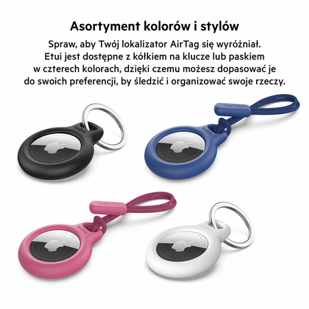 Belkin Etui na AirTag z kółkiem do kluczy, 4 szt., czarne (MSC001BTBK)