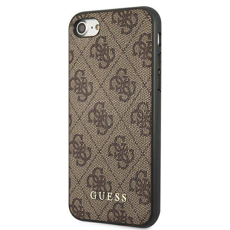 Guess 4G Metal Gold Logo – Etui iPhone SE 2022 / SE 2020 / 8 / 7 (brązowy) (GUHCI8G4GFBR)