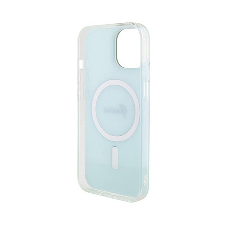 Guess IML Iridescent MagSafe - Etui iPhone 15 (turkusowy) (GUHMP15SHITSQ)