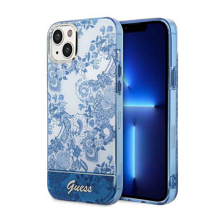 Guess Porcelain Collection - Etui iPhone 14 Plus (niebieski) (GUHCP14MHGPLHB)