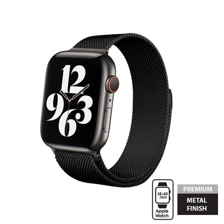 Crong Milano Steel - Pasek ze stali nierdzewnej do Apple Watch 38/40/41/42 mm (czarny) (CRG-40MST-BLK)