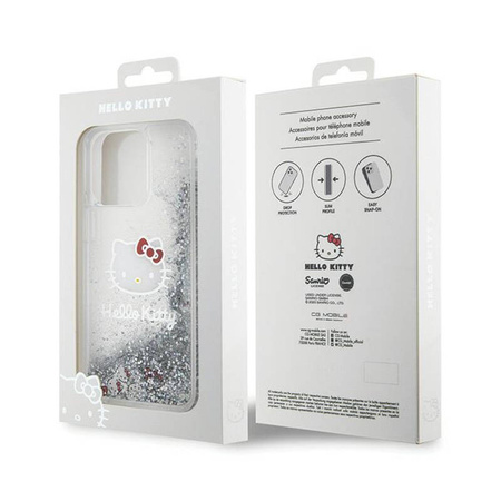 Hello Kitty Liquid Glitter Charms Kitty Head - Etui iPhone 15 Pro Max (srebrny) (HKHCP15XLIKHET)