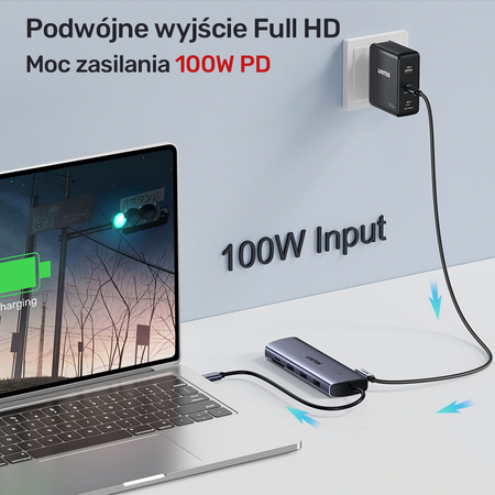 Unitek Hub 9w1 USB C Gigabit Ethernet HDMI VGA 3x USB A czytnik kart PD 100W (D1113A)