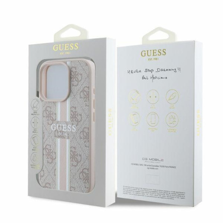 Guess 4G Printed Stripes MagSafe - Etui iPhone 16 Pro (różowy) (GUHMP16LP4RPSP)