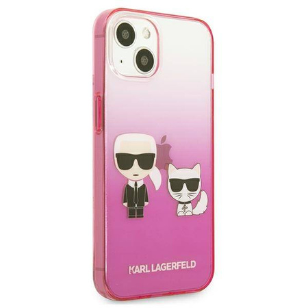 Karl Lagerfeld Gradient Ikonik Karl & Choupette - Etui iPhone 13 mini (różowy) (KLHCP13STGKCP)