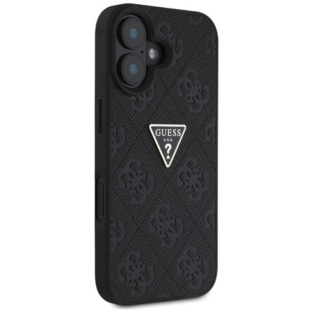 Guess Hot Stamp 4G Pattern Triangle Metal Logo - Etui do iPhone 16 (czarny) (GUHCP16SPGP4STRK)