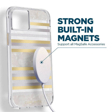 Case-Mate Pearl Stripes MagSafe - Etui iPhone 14 / iPhone 13 zdobione masą perłową (Pearl Stripes) (CM049180)